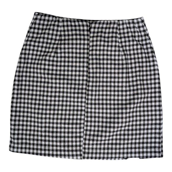 Love On A Hanger Black White Gingham Check Mini Pencil Skirt Size 3 Stretch 25W - Picture 2 of 9